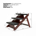 Wood Pet Stairs Pet Steps Foldable 3 Levels Dog Stairs & Ramp Perfect For Beds A
