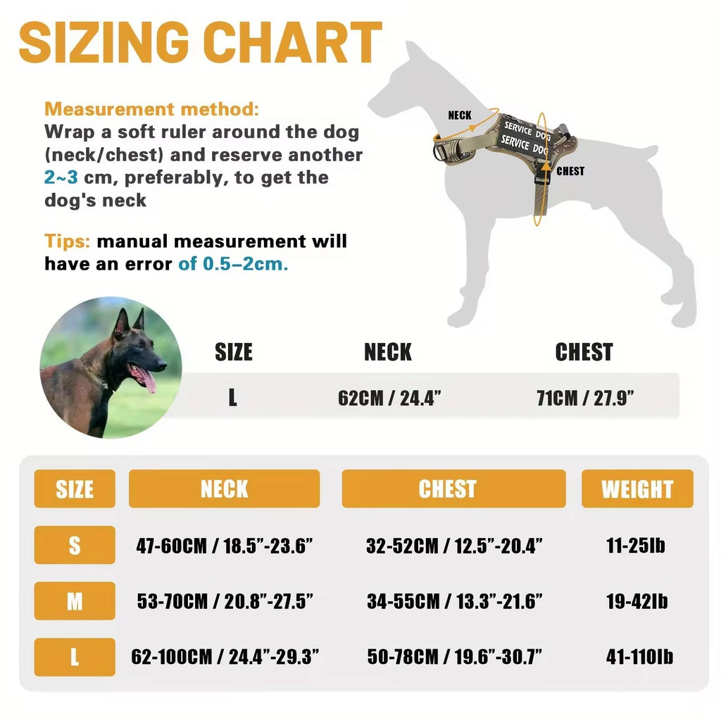 Tactical Service Dog Harness With Handle, No-Pull Adjustable Reflective Pet Vest