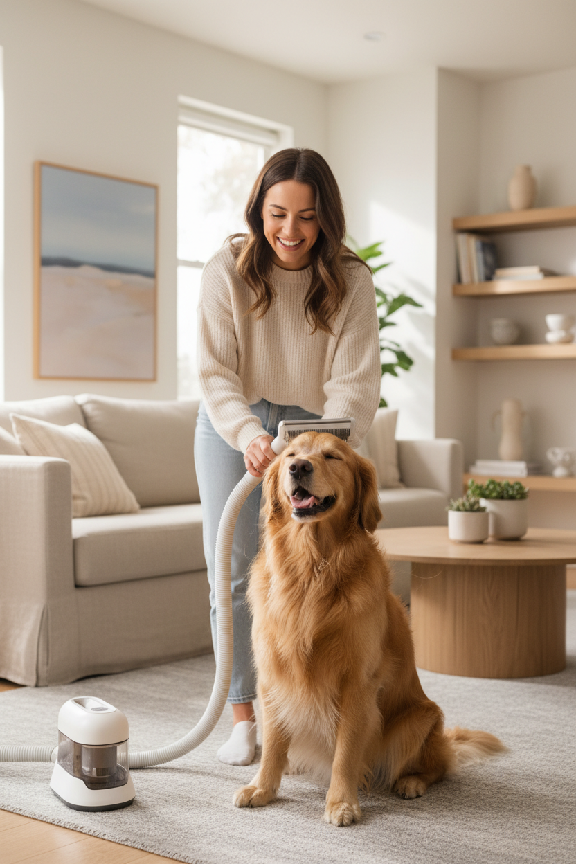 FurBuster Pro Pet Grooming Vacuum Brush – Dog & Cat Hair Remover