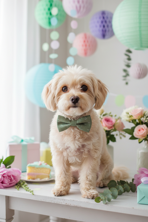 Green Cotton Dog Bowtie – Handmade Pet Accessory